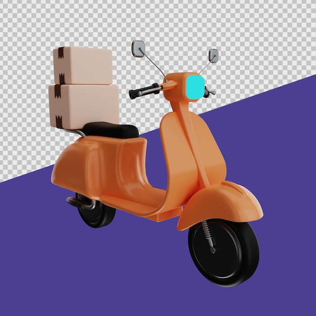 Illustrazioni per lo shopping online 3d di scooter per la consegna