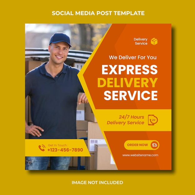 Modello modificabile del post di instagram di social media del servizio di consegna