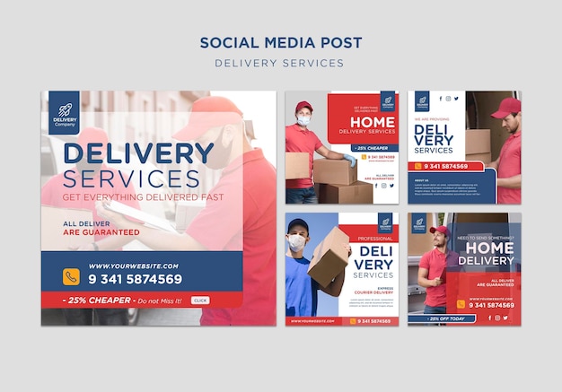 PSD delivery services social media post template