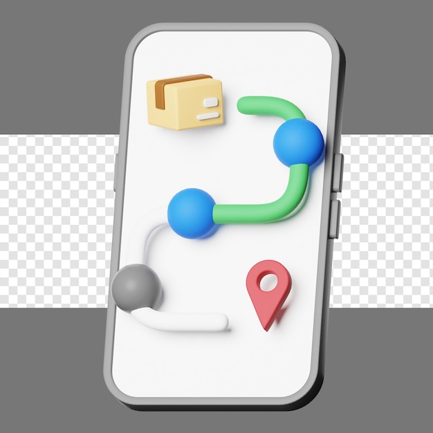 PSD delivery tracking package app 3d illustration