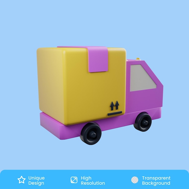 PSD illustrazione 3d del camion di consegna