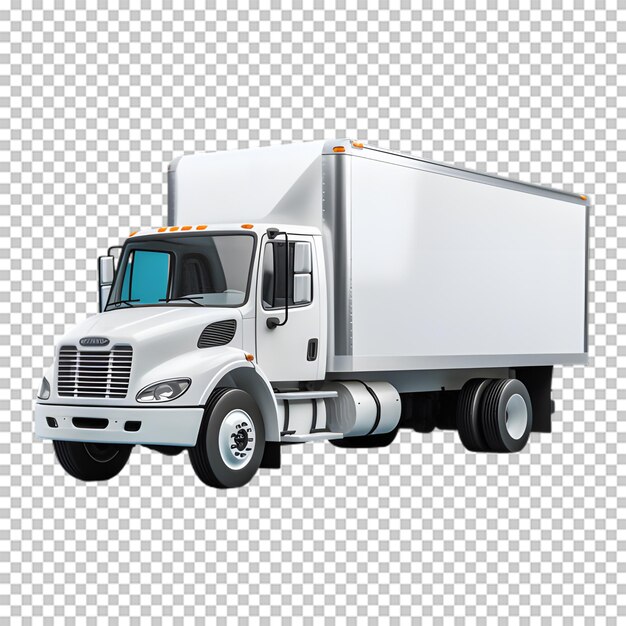 Delivery white van with space for text isolated transparent background