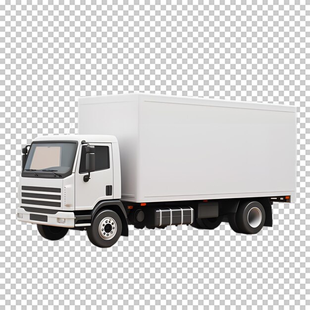Delivery white van with space for text isolated transparent background