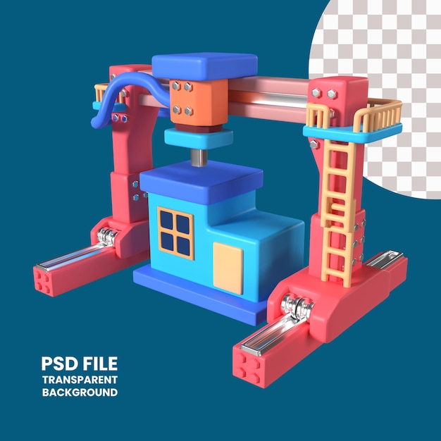 PSD icona dell'illustrazione 3d della stampante 3d delta