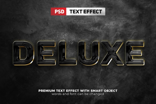 Deluxe black gold 3d editable text effect mock up