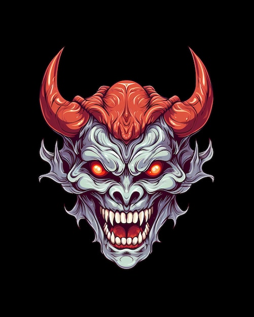 PSD demon art illustraties voor stickers t-shirt design poster enz.