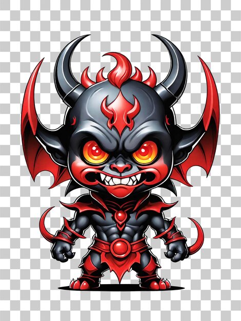 Demon esport mascot cartoon character with horns isolated on transparent background