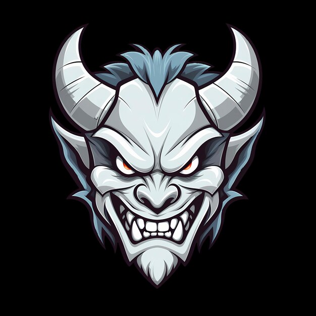 PSD demon head art illustraties voor stickers tshirt design poster enz.