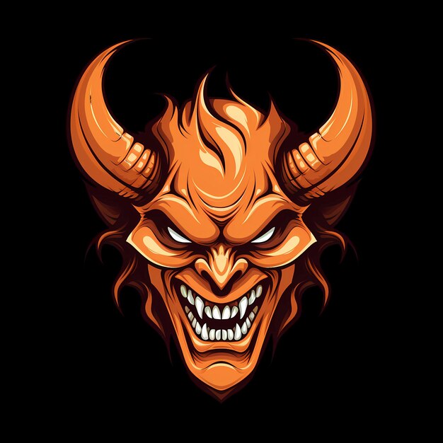 PSD demon head art illustraties voor stickers tshirt design poster enz.