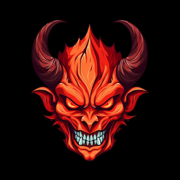 PSD demon hoofd kunst illustraties voor stickers tshirt ontwerp poster enz