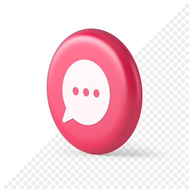 Denk aan bubble chat-knop online dialoog sociale netwerkcommunicatie 3d-ronde realistische pictogram