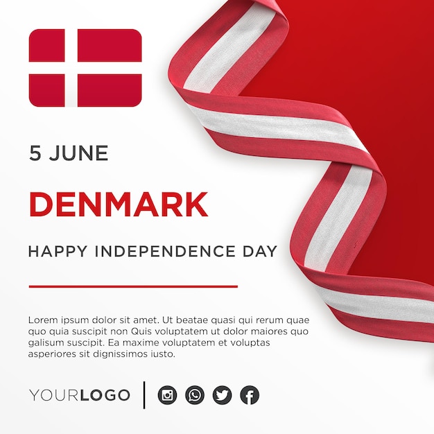 Denmark National Independence Day Celebration Banner National Anniversary Social Media Post Template