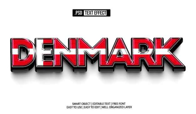 PSD denmark text effect psd template