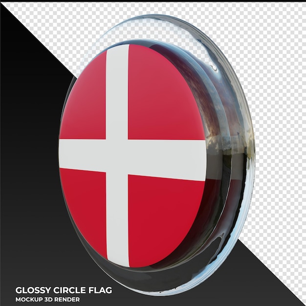 Denmark0002 realistic 3d textured glossy circle flag