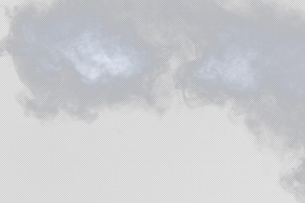 투명 Png 배경에 흰 연기와 안개의 짙은 솜털 퍼프 추상 연기 구름 운동 초점이 흐려짐