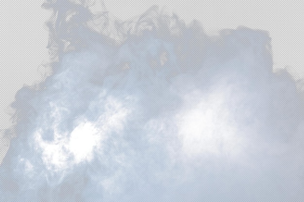 PSD dense fluffy puffs of white smoke and fog on transparent png background abstract smoke clouds movement blurred out of focus smoking blows from machine dry ice fly fluttering in air effect texture