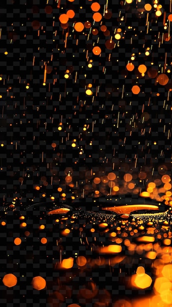 PSD dense radiant rain with closely packed droplets and orange v png neon light effect y2k collection