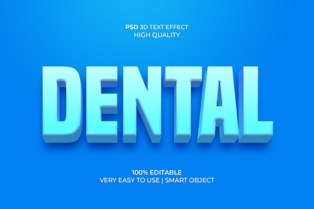 Стоматологический 3d эффект стиля текста Premium Psd