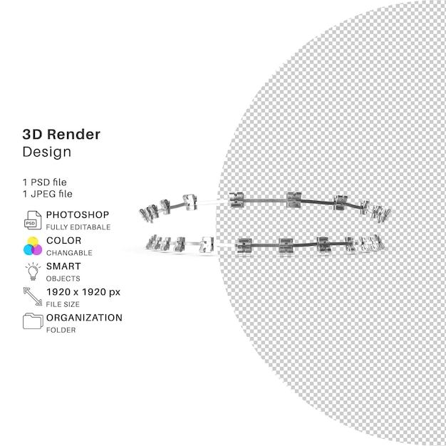 Dental brace aligner psd with transparent background