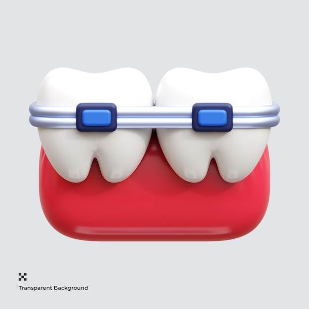 PSD dental braces 3d icon