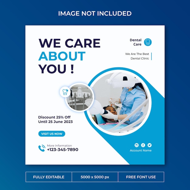 Dental care instagram post social media template