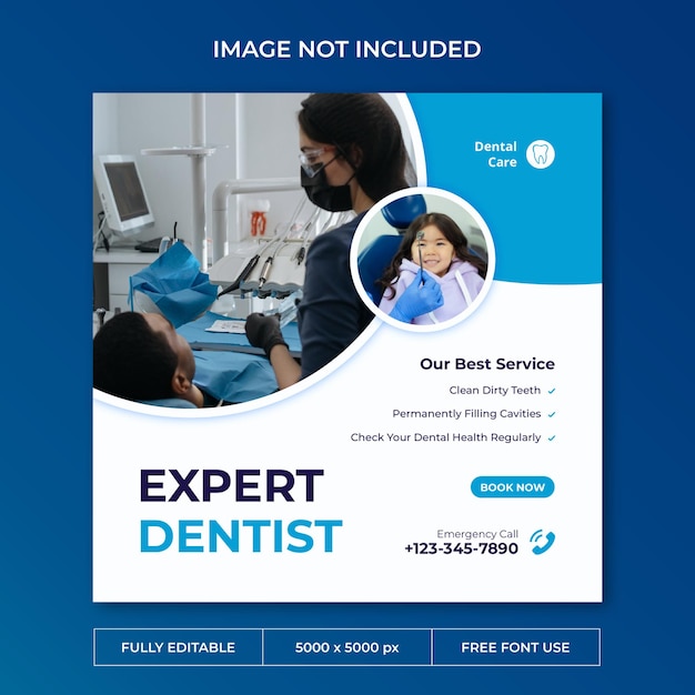 Dental care instagram post social media template