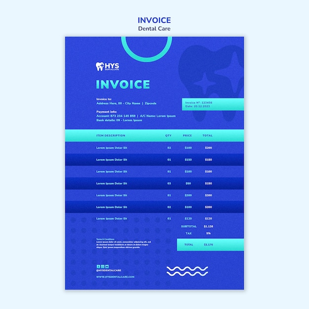 PSD dental care  invoice template