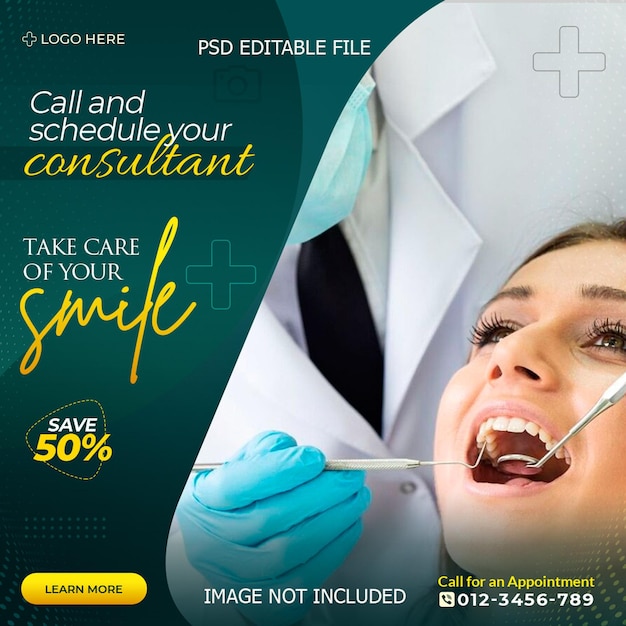 PSD dental care social media banner design templates