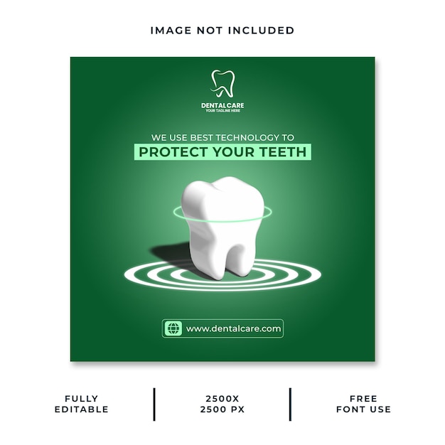 Dental care for social media post or square banner template design