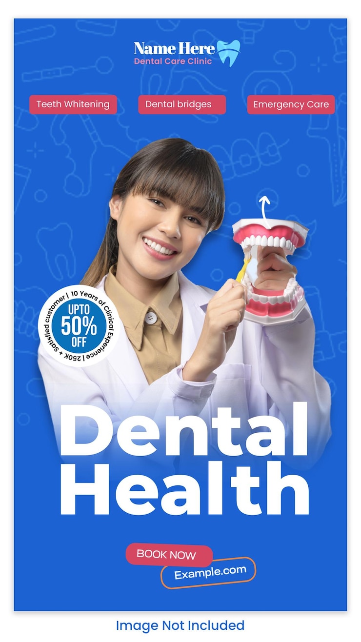 PSD dental health clinic story template design
