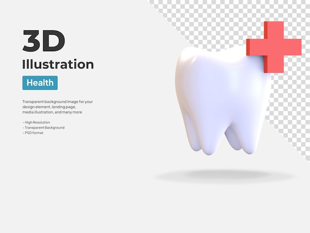 Dental health icon dentist symbol 3d render illustration