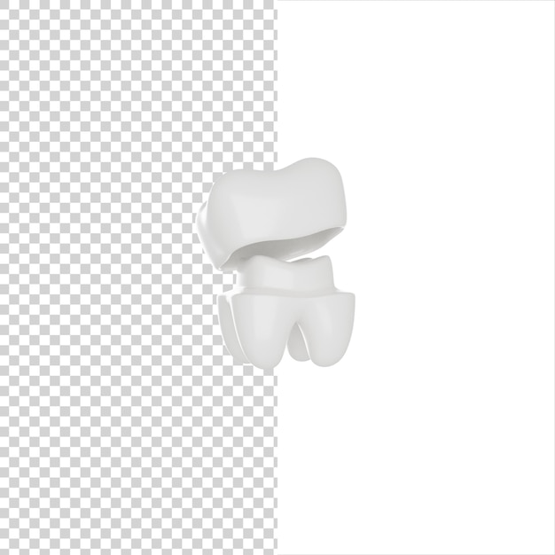 PSD dental implant tooth with crown 3d render icon