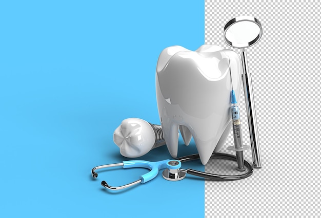 Dental Implants Surgery Concept 3D Rendering Transparent Psd File