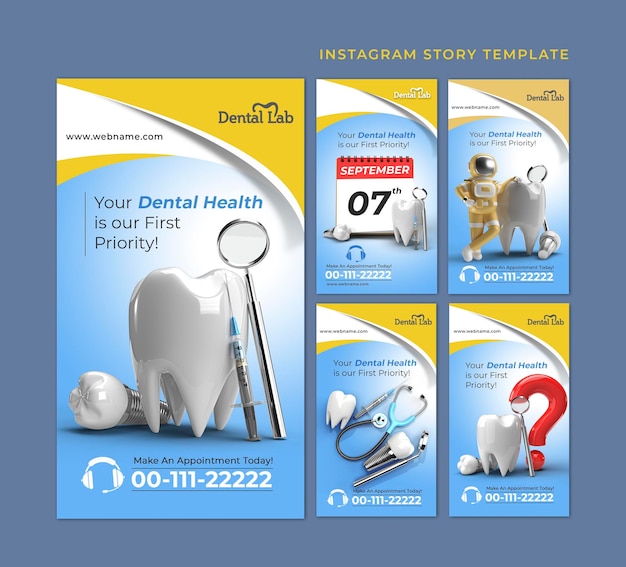 Dental implants surgery concept instagram stories banner templat