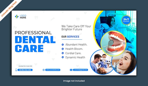 Dental linkedin update blog post display ads design psd template