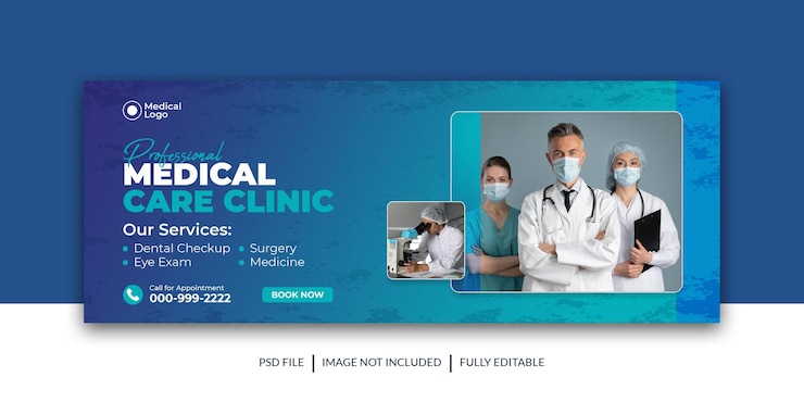 PSD dental, medical healthcare social media cover, facebook cover, web banner template