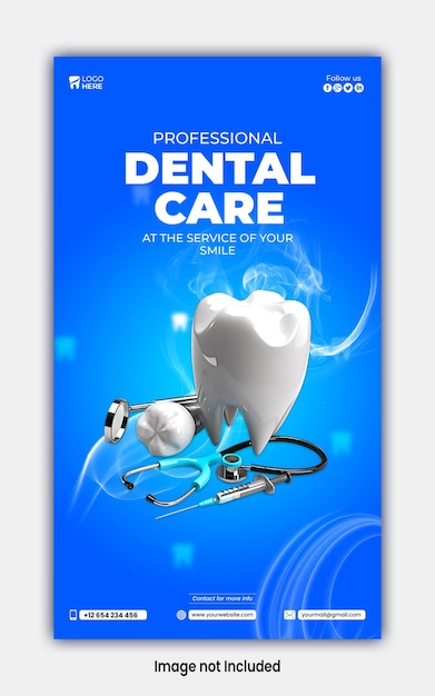 Dental pinterest board cover display ads design psd template