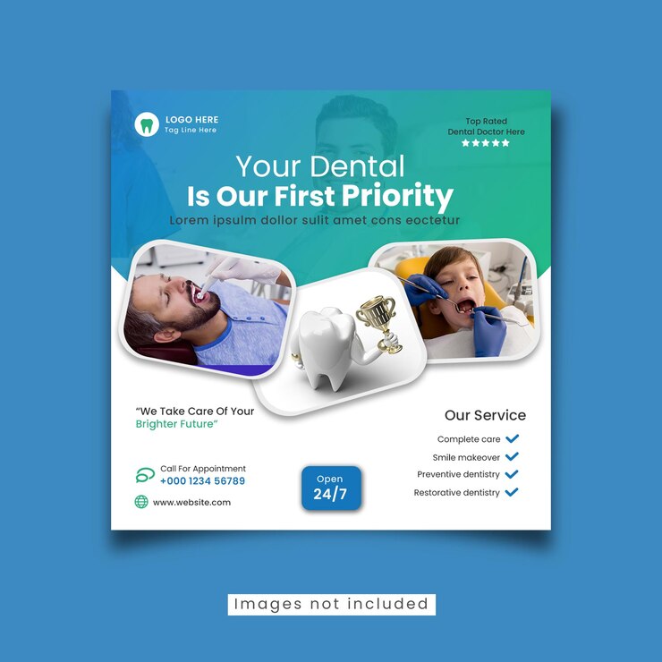 Dental social media banner or square social media post