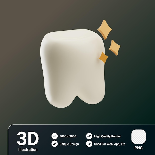 PSD illustrazione 3d del dente dentale