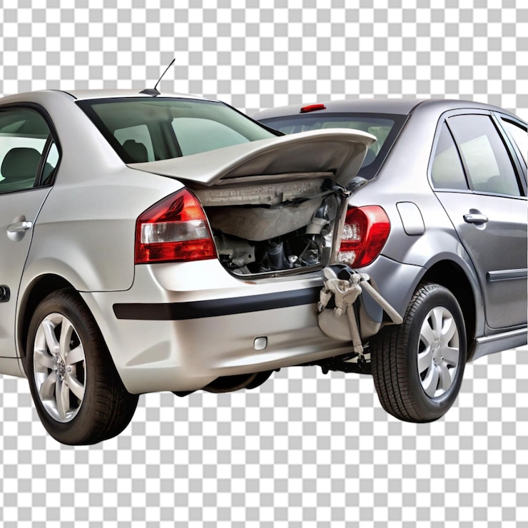 PSD dented car on transparent background
