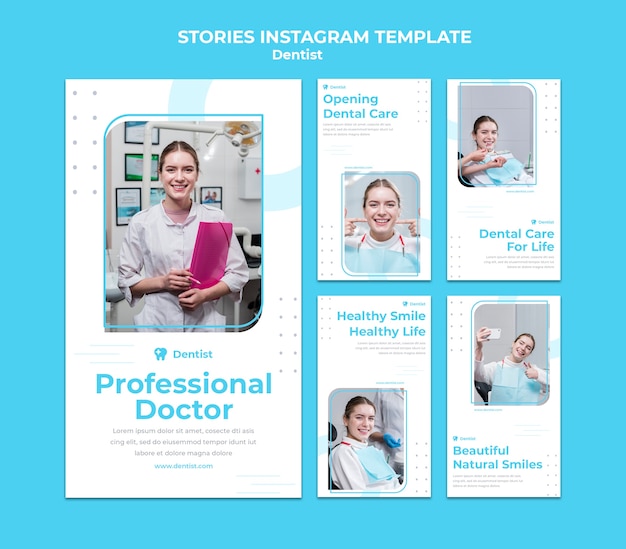 PSD modello di storie di instagram annuncio dentista