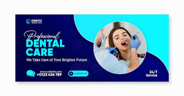 Dentist and dental care facebook cover or social media web banner template