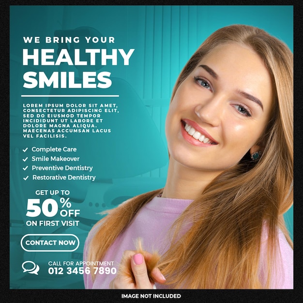 Dentist and dental care social media banner template