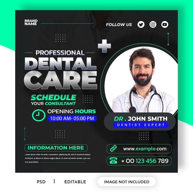 PSD banner di social media per dentisti e cure dentistiche