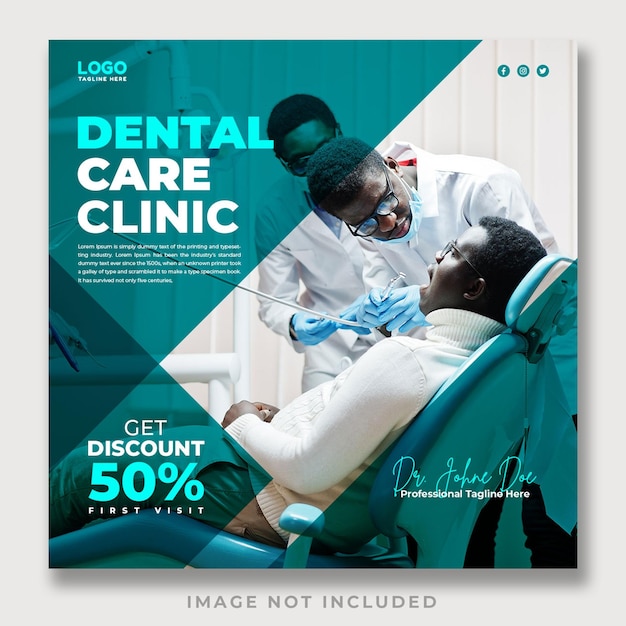 PSD dentist and dental clinic social media post template