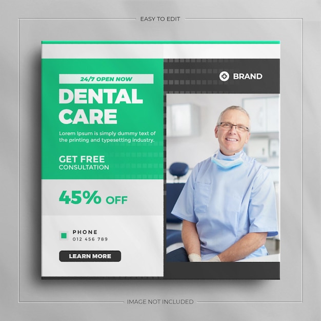 dentist and health care medical social media and web banner template