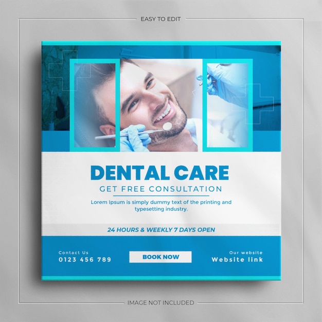 PSD dentista e assistenza sanitaria social media medici e modello di banner web