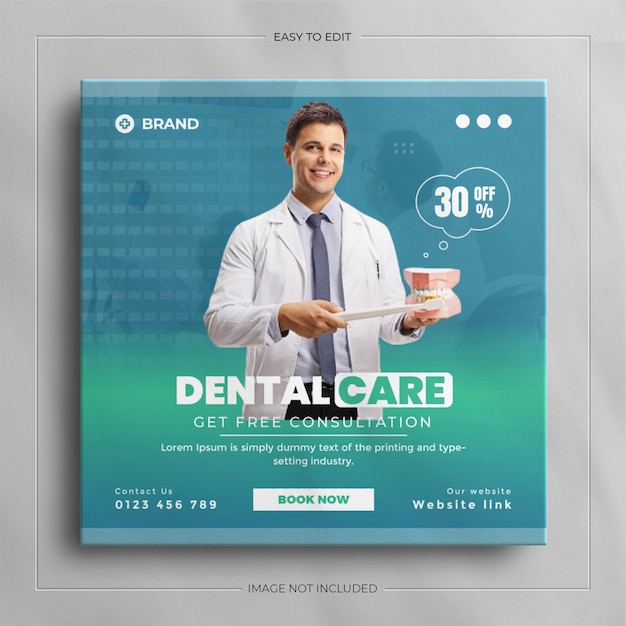 PSD dentista e assistenza sanitaria social media medici e modello di banner web