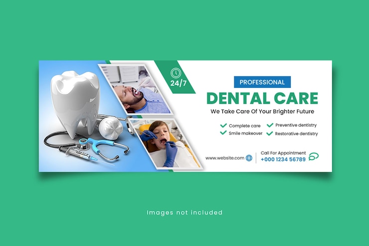 Dentist and health care social media cover or banner template