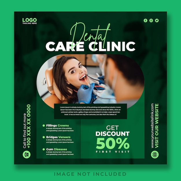 Dentist and health care trendy social media banner template